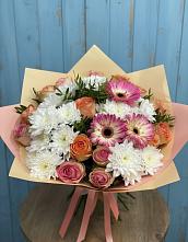 Букет цветов из:  Розы, Герберы и Хризантемы в Западной Двине