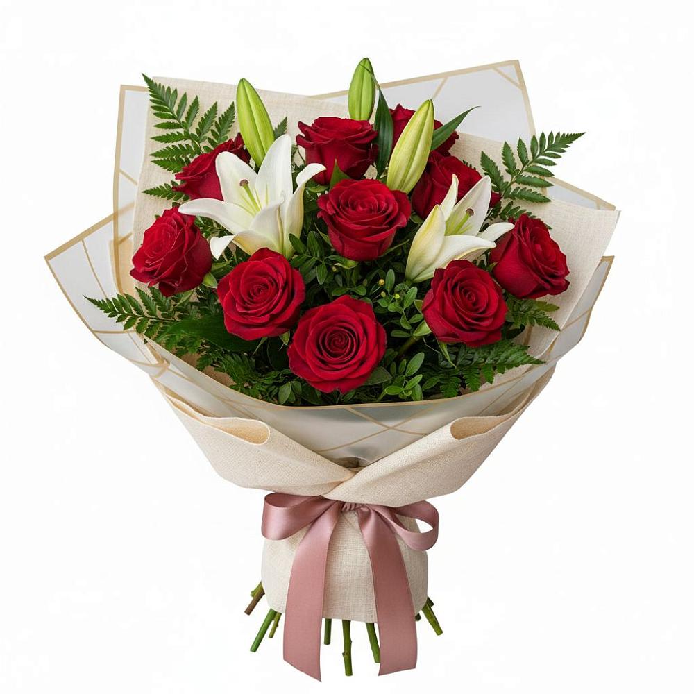 Букет цветов из: Лилии и Розы в Западной Двине