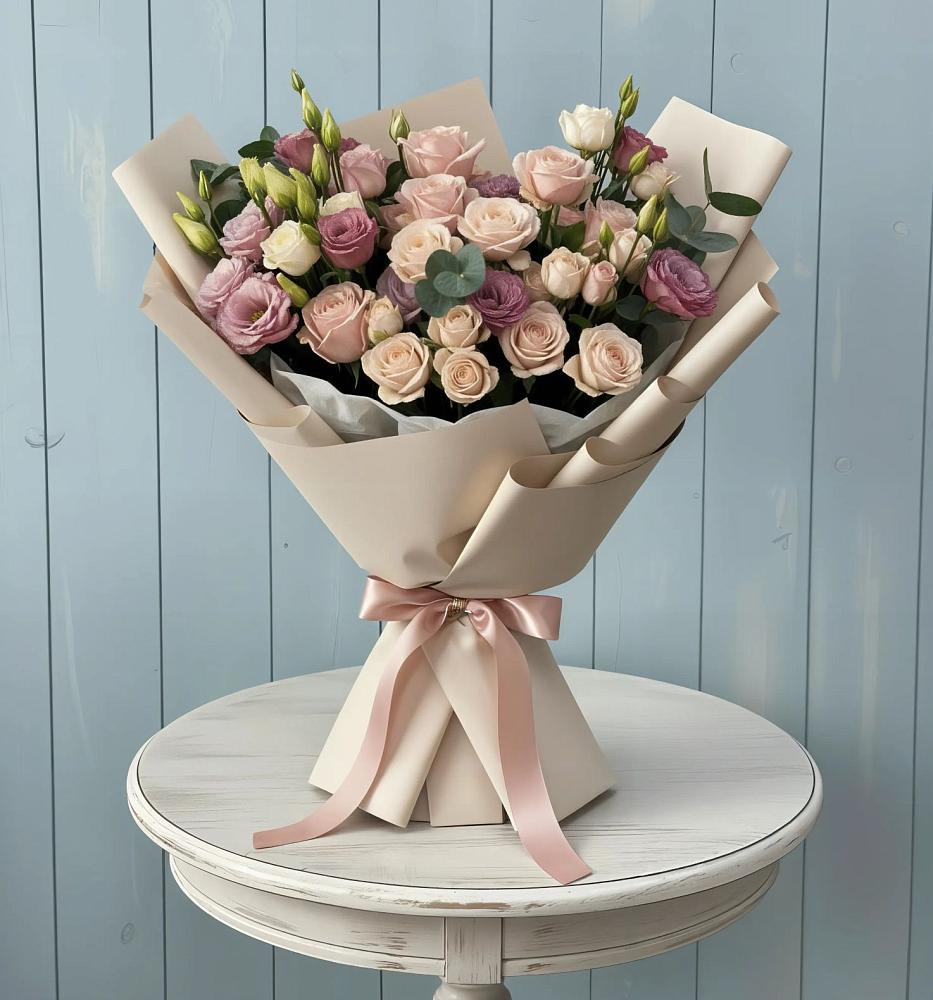 Букет цветов из: Розы и Лизиантусы в Западной Двине