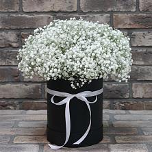 Цветочная композиция из Гипсофила в шляпной коробке в Западной Двине